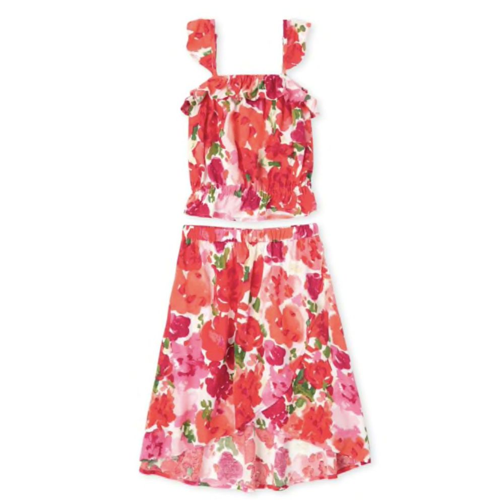 Ruffle Top And High Low Maxi Skirt Set - Size 16